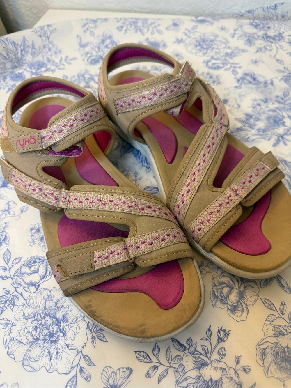 Ryka women’s Beige and Pink Sport Sandals